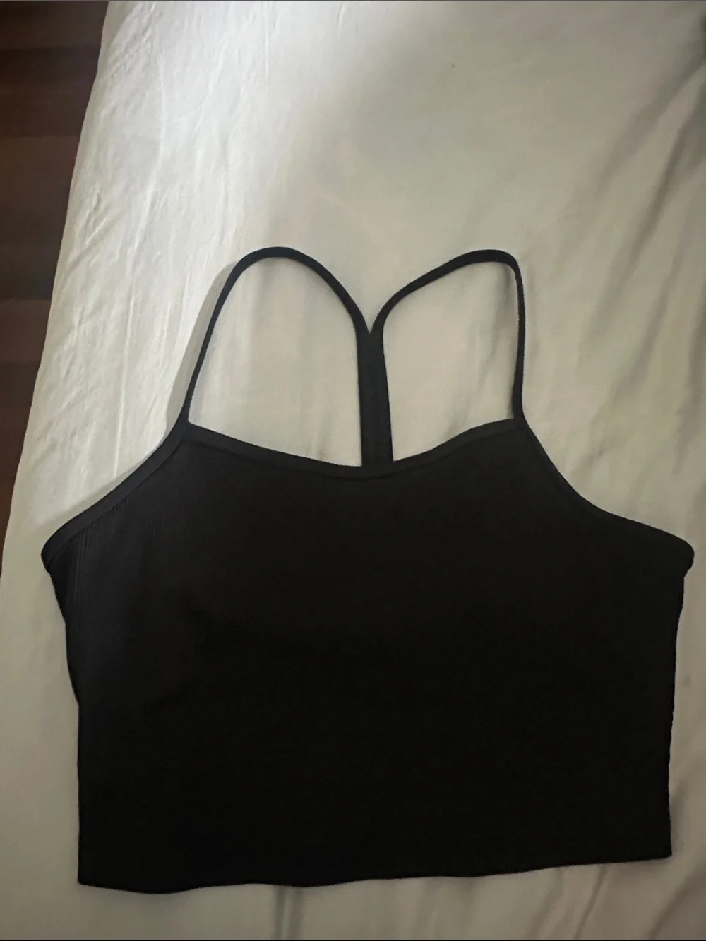 ALO Yoga Black Ribbed Strappy Sports Bra Crop Top Medium - Picture 3 of 7